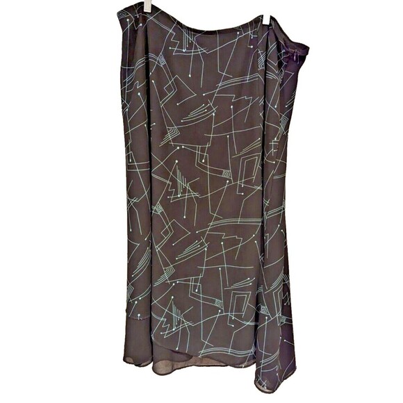 Giorgio Fiorlini skirt Sz 22 Black chiffon Blue Circuit‎ Print Career Teacher - Picture 1 of 3